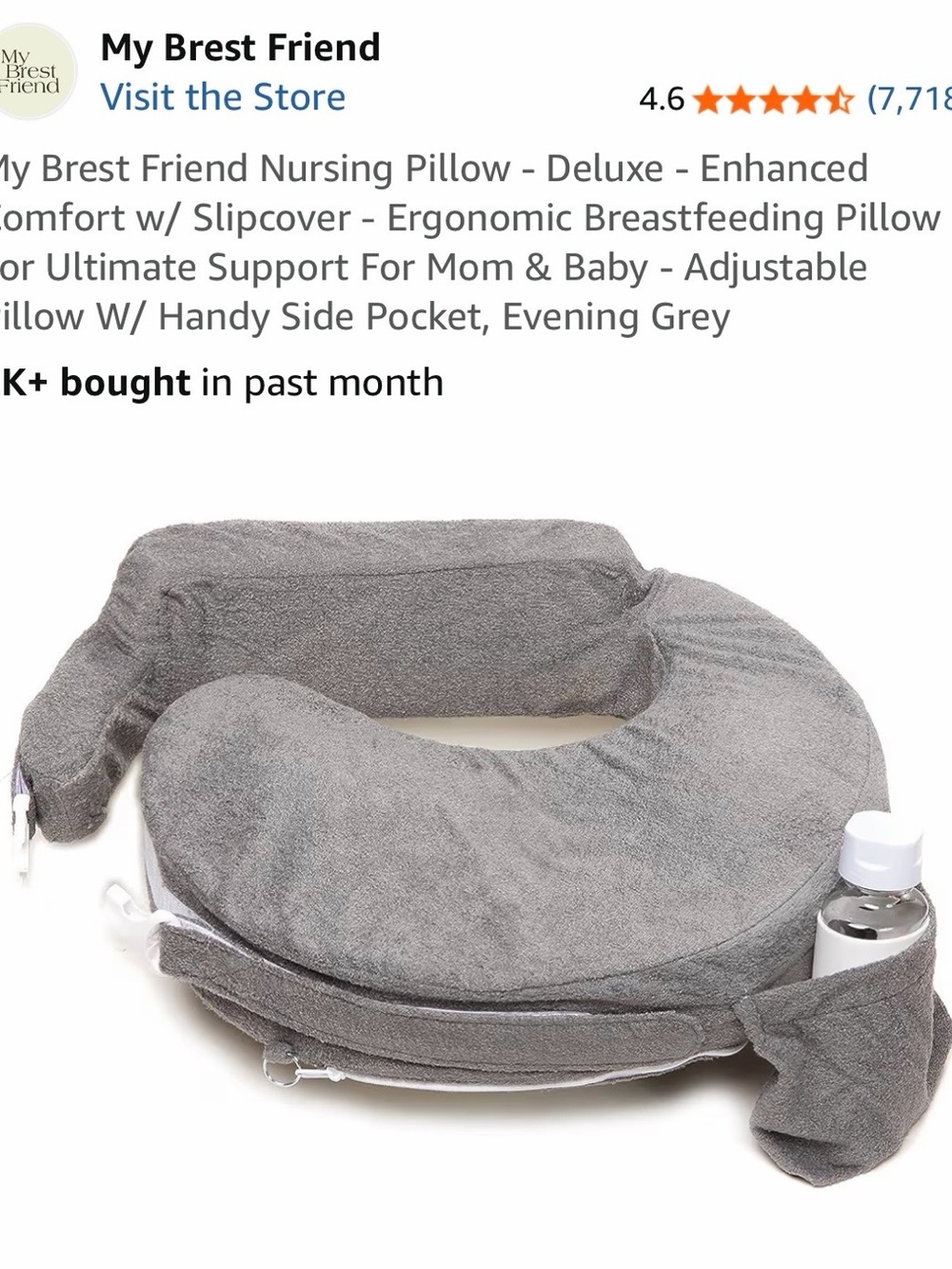 FRIENDS Nursing Pillow in Gray with Side Pocket